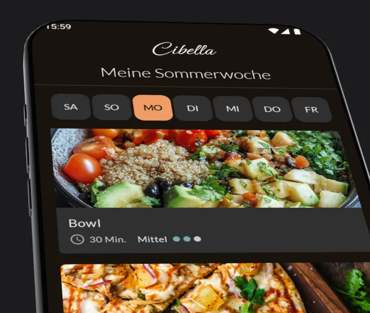 Screenshot der Essensplaner-App Cibella